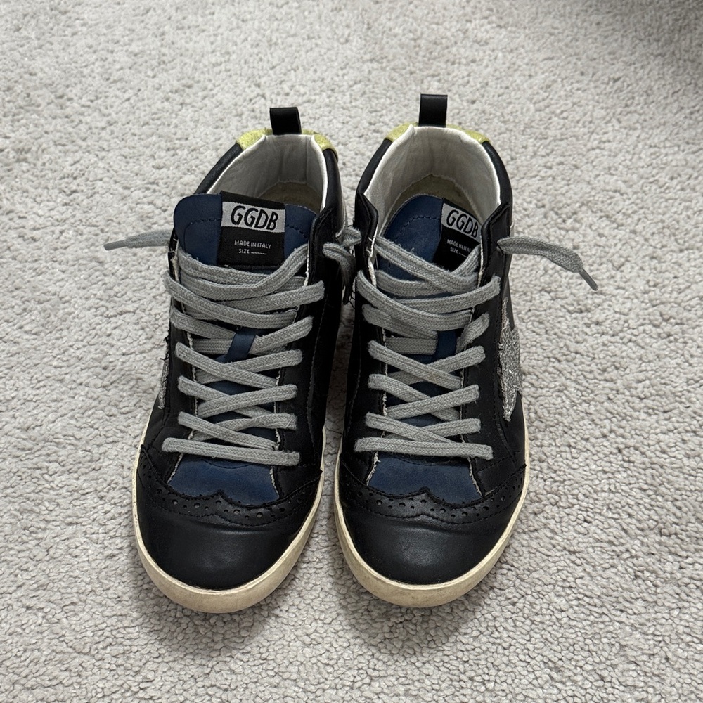 Golden Goose Black Sneakers with Glittering Silver Star